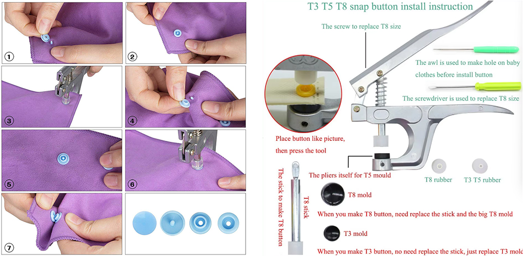 360 Sets T5 Plastic Snap Button with Snaps Pliers Tool Kit