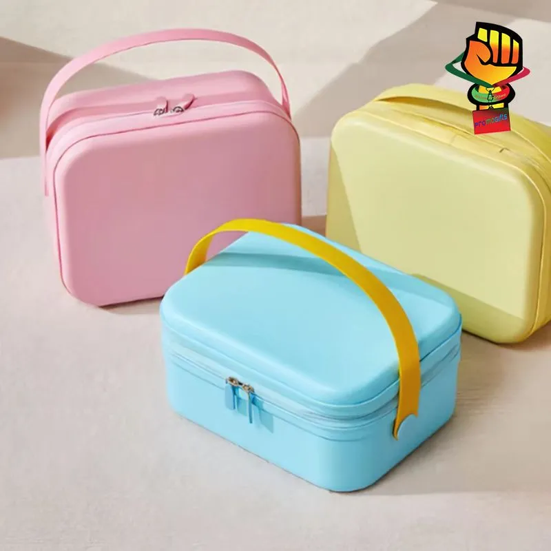 Portable ABS Soft Handle Suitcase & Makeup Case Large Capacity Zipper Closure Student Luggage Fashionable Travel Case