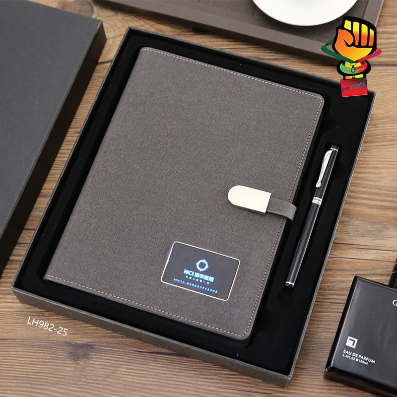 Mobile Power Notebook with LED Lights Customized LOGO Wireless Charging Notepad A5 Charging Bank Loose-leaf Notebook