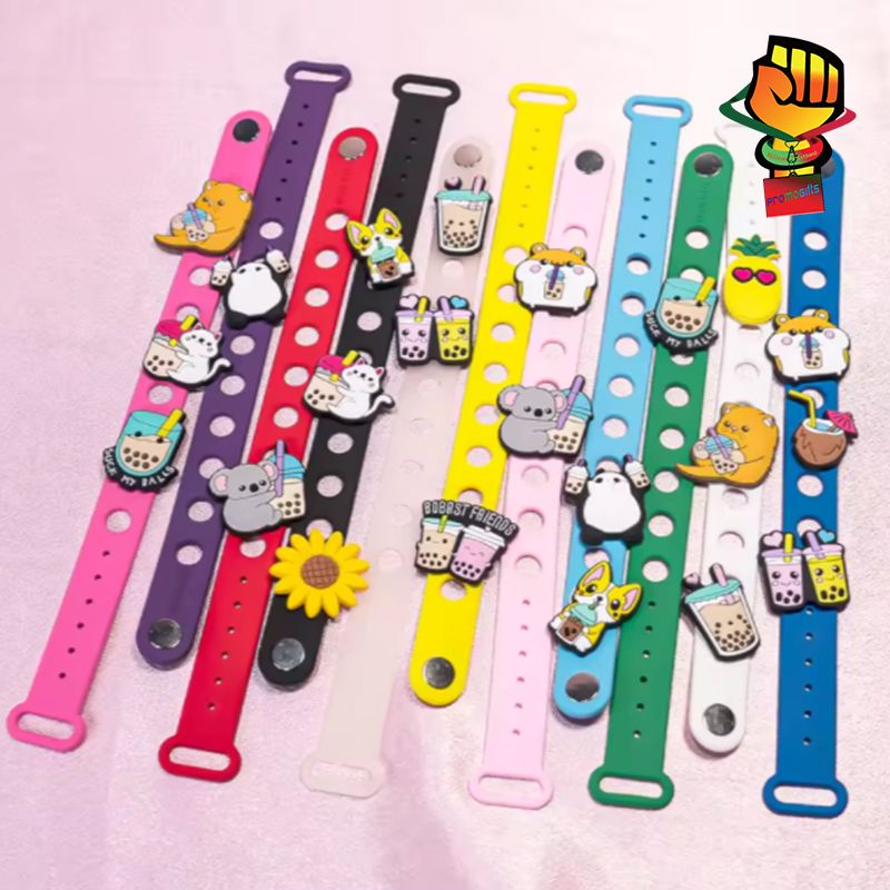 Factory Price 18/21/23cm Rainbow Color Soft PVC Bands with Holes Fit Clog Charm Silicone Wristband Bracelets