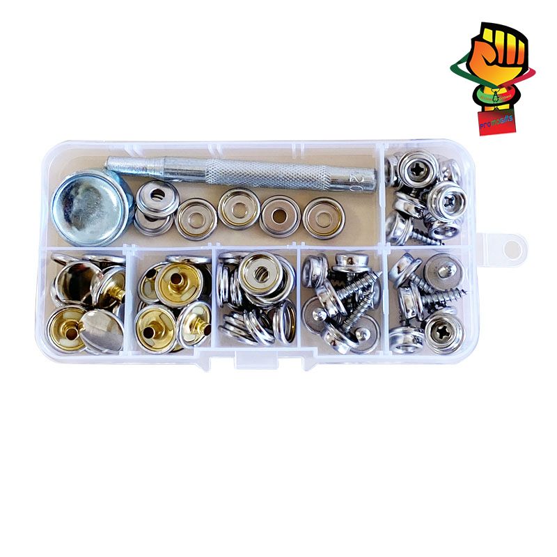 15mm 10 Colors Metal Prong Snap Button Grommets Fasteners Kit DIY for Clothing Crafts