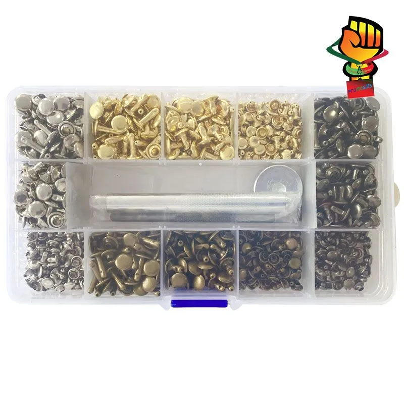 Product type:Leather Rivets Kit:240&360 Sets Double Brass Rivets Leather Studs with Setting Tools for Leather Repair & Crafts,4 Colors&3Sizes