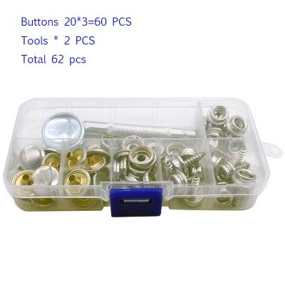 15mm 10 Colors Metal Prong Snap Button Grommets Fasteners Kit DIY for Clothing Crafts