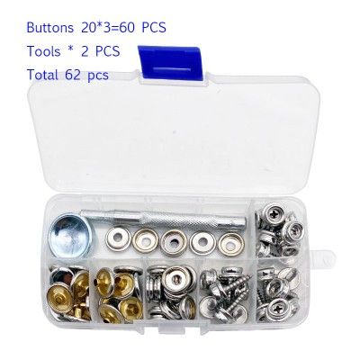 15mm 10 Colors Metal Prong Snap Button Grommets Fasteners Kit DIY for Clothing Crafts